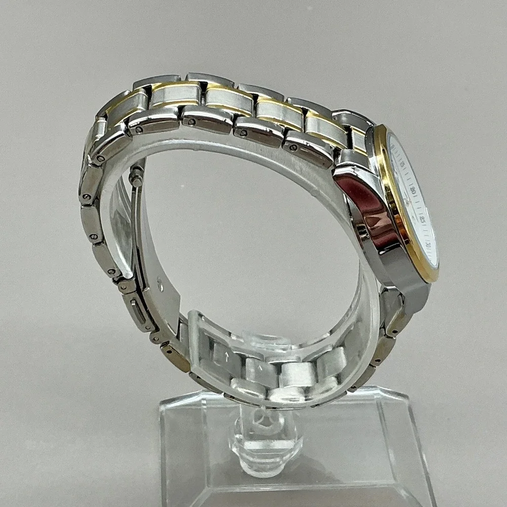 OLEVS Watch Women's Two Tone Stainless Steel Day Date Quartz 30mm NEW BATTERY